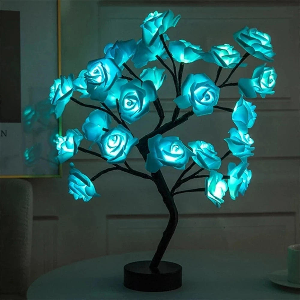 LED Rose Fleur Lampe de Table USB Arbre De Noël Fée Lumières Veilleuses Maison Fête De Mariage Chambre Décoration Cadeau de Fête des Mères - vue 3 sur 8