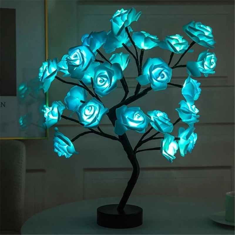 LED Rose Fleur Lampe de Table USB Arbre De Noël Fée Lumières Veilleuses Maison Fête De Mariage Chambre Décoration Cadeau de Fête des Mères