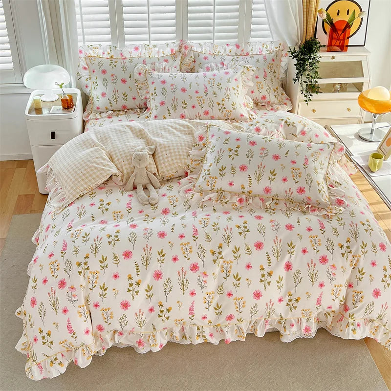 housse de couette florale en pur coton pour fille