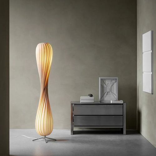 Bois lampadaire LED moderne rétro lumière debout gradation salon chambre luminaires en forme de spirale atmosphère Luminaire - vue 2 sur 8