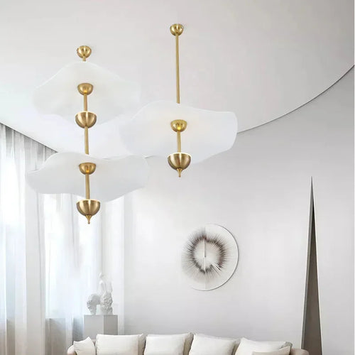 lustre nordique suspendu en acrylique art feuille de lotus moderne - vue 4 sur 11