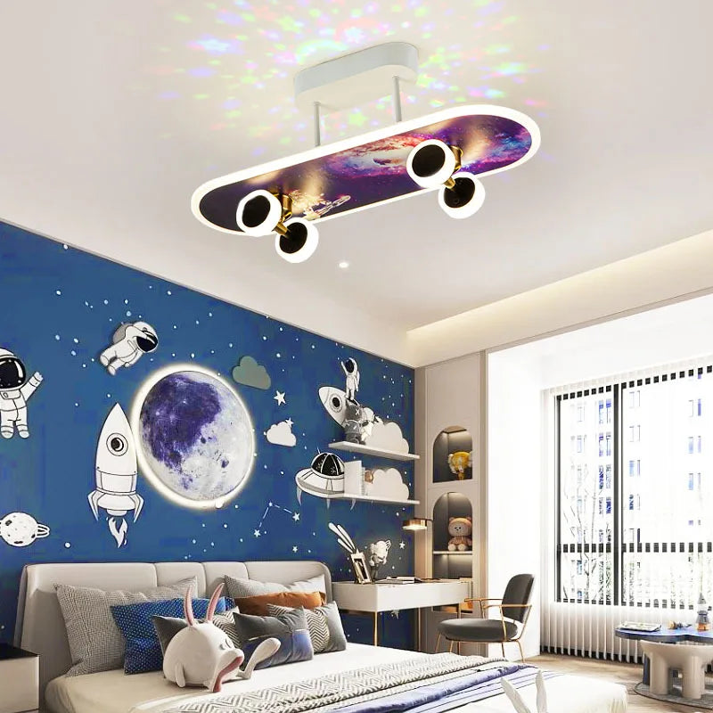 plafonnier créatif en forme de skateboard design moderne pour enfants