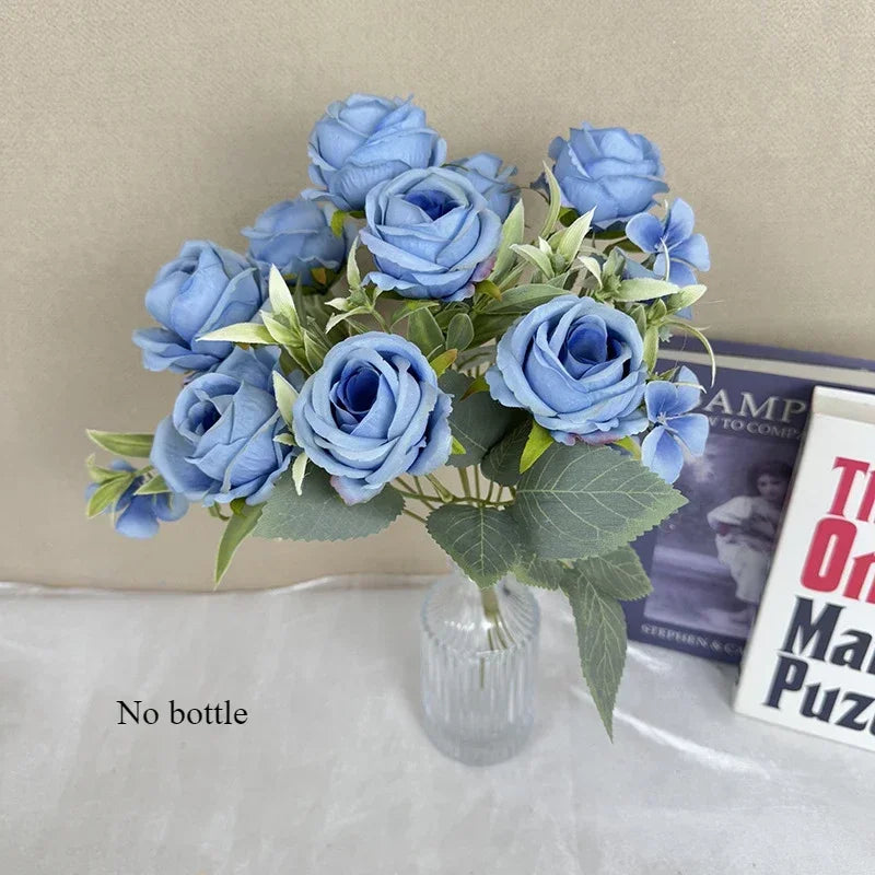 bouquet de roses artificielles en soie pour décoration intérieure - vue 12 sur 14