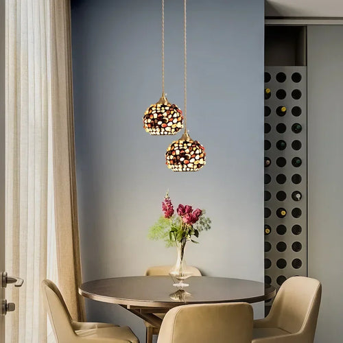 lustre en verre coquillage pour un décor bohème nordique - vue 5 sur 9
