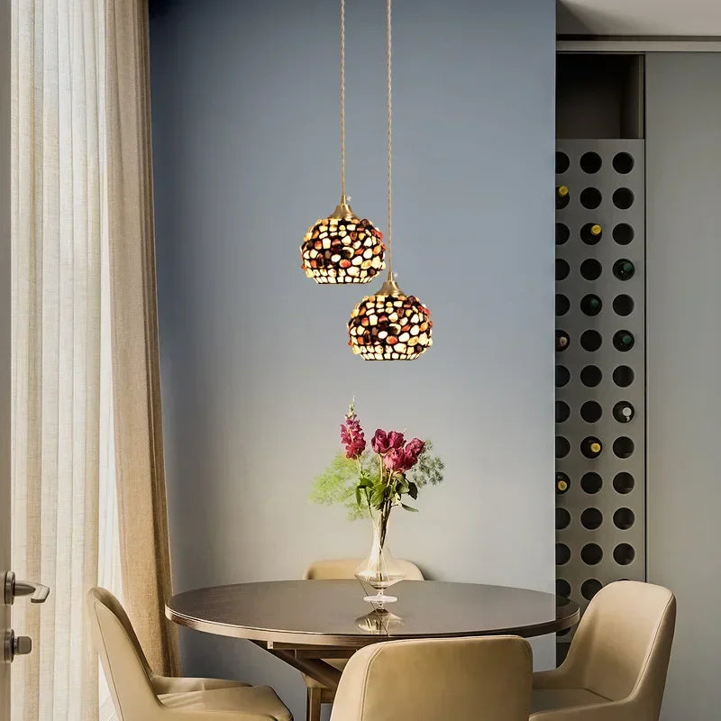 lustre en verre coquillage pour un décor bohème nordique - vue 4 sur 9