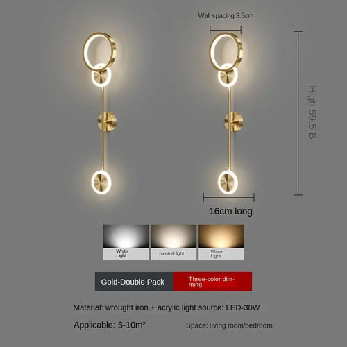 Nordic minimalist living room background wall light, modern creative corridor hallway light, bedroom bedside decorative light - vue 11 sur 13