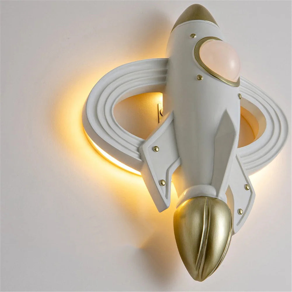 applique murale fusée spatiale led pour chambre enfant avec télécommande - vue 5 sur 7