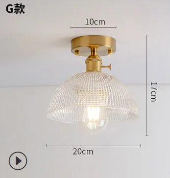 plafonnier moderne japonais en verre sculpté rétro élégant - vue 11 sur 18