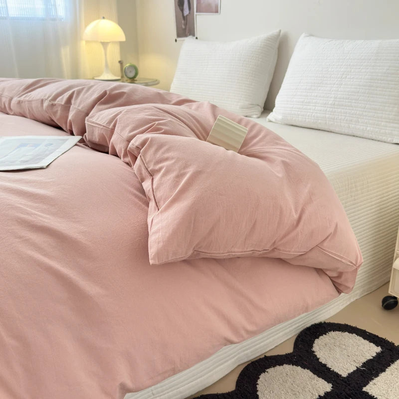 housse de couette en coton unie avec fermeture éclair