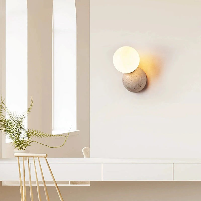Applique murale led style grotte pierre rond créatif nordique - vue 4 sur 7