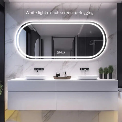 miroir intelligent elliptique lumineux anti-buée trois couleurs mural - vue 19 sur 18