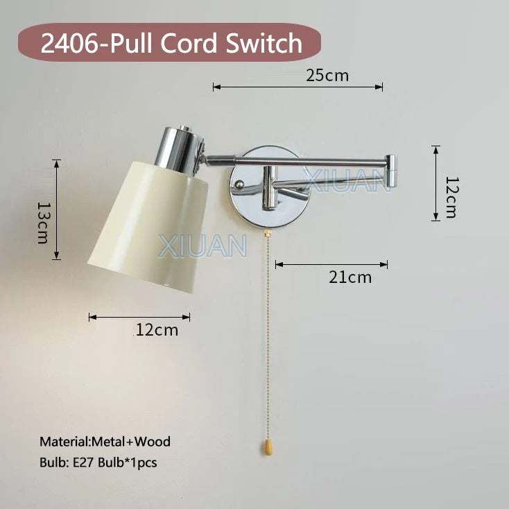 applique murale moderne bras pivotant led en tissu plissé métal - vue 14 sur 23