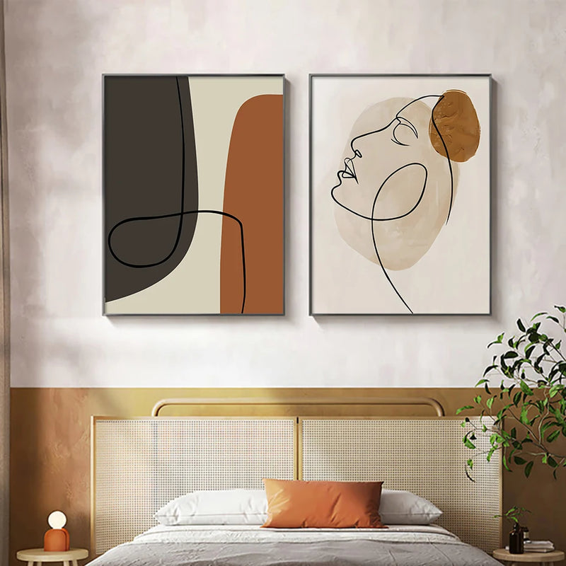 affiches murales abstraites géométriques visage art moderne décoration intérieure