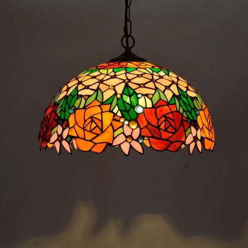 Lustre en verre coloré Tiffany rétro européen - vue 14 sur 29