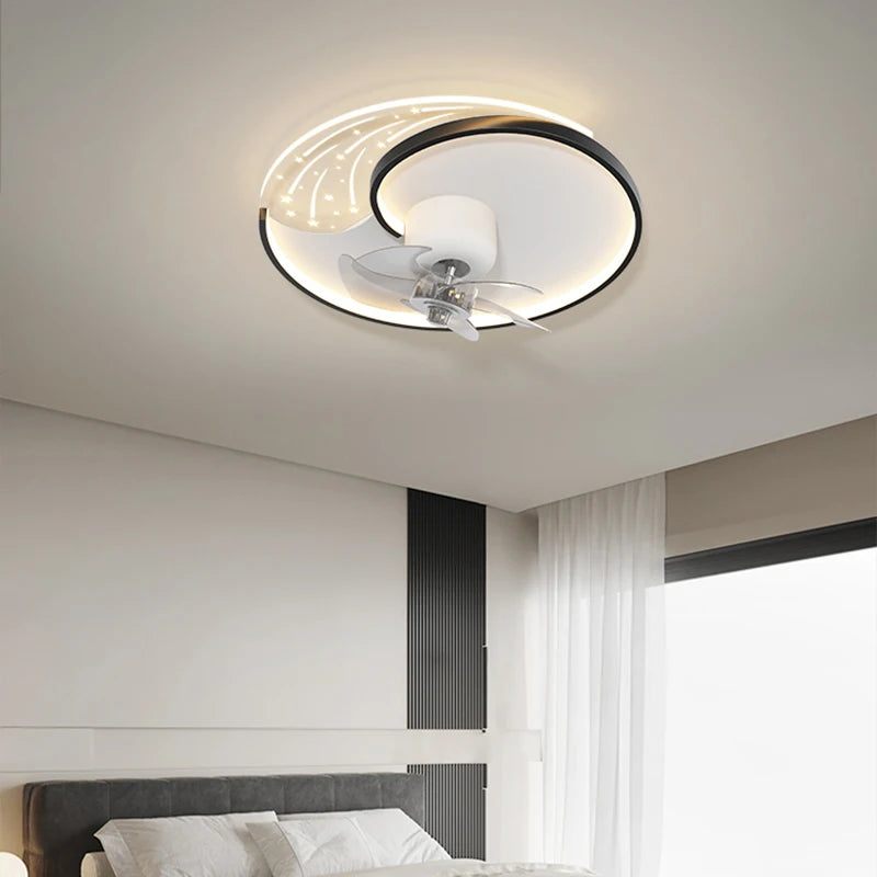 plafonnier moderne avec ventilateur et éclairage intelligent mobile - vue 4 sur 8