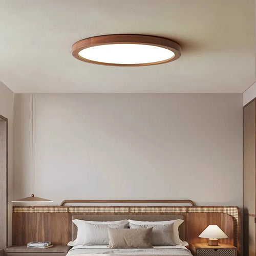 Walnut wood RA≥97, Modern Minimalism Wabi-sabi, Ultra thin eye protection Ceiling light for Living room, Bedroom, Study, Master - vue 3 sur 12
