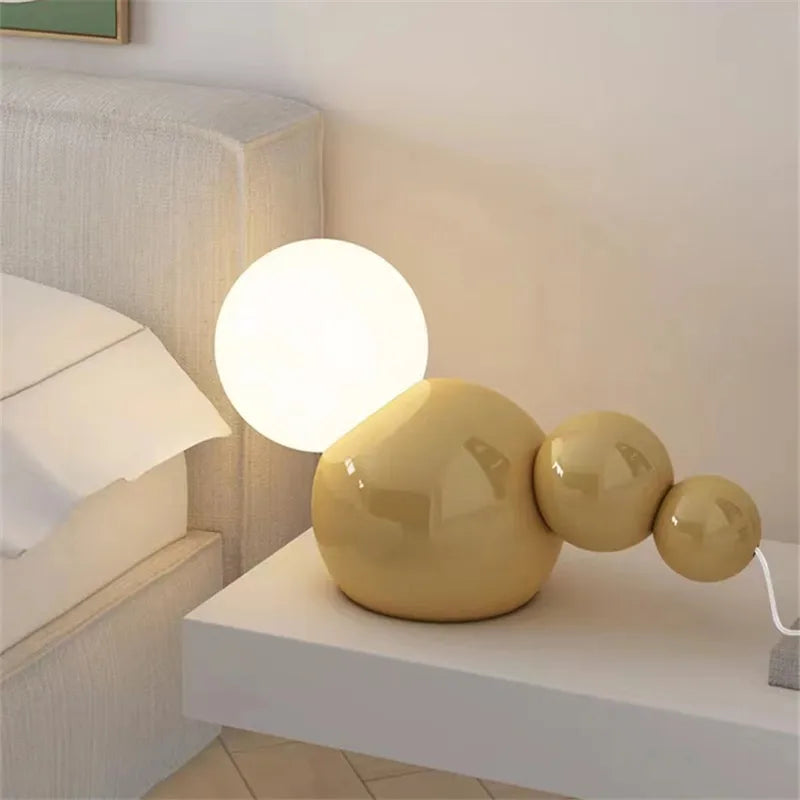 lampe à poser nordique en verre ronde pour nuit mignonne - vue 2 sur 8