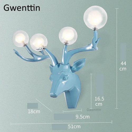 applique murale moderne en résine bois de cerf à led - vue 10 sur 9