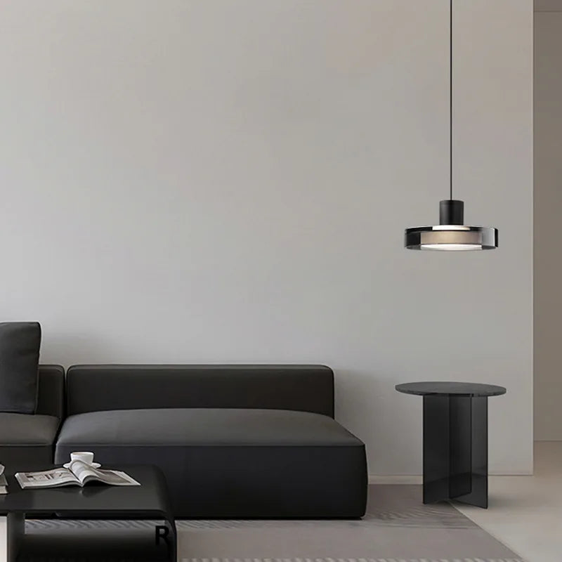 suspension ronde moderne en verre pour intérieur avec fil réglable - vue 4 sur 7