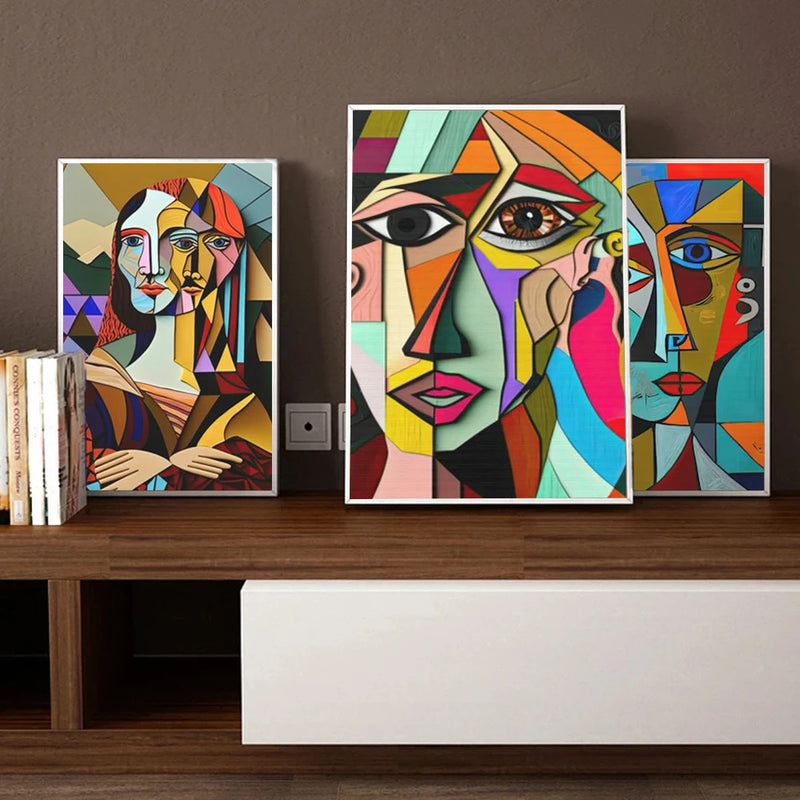 peinture abstraite cubiste style picasso pour décoration murale