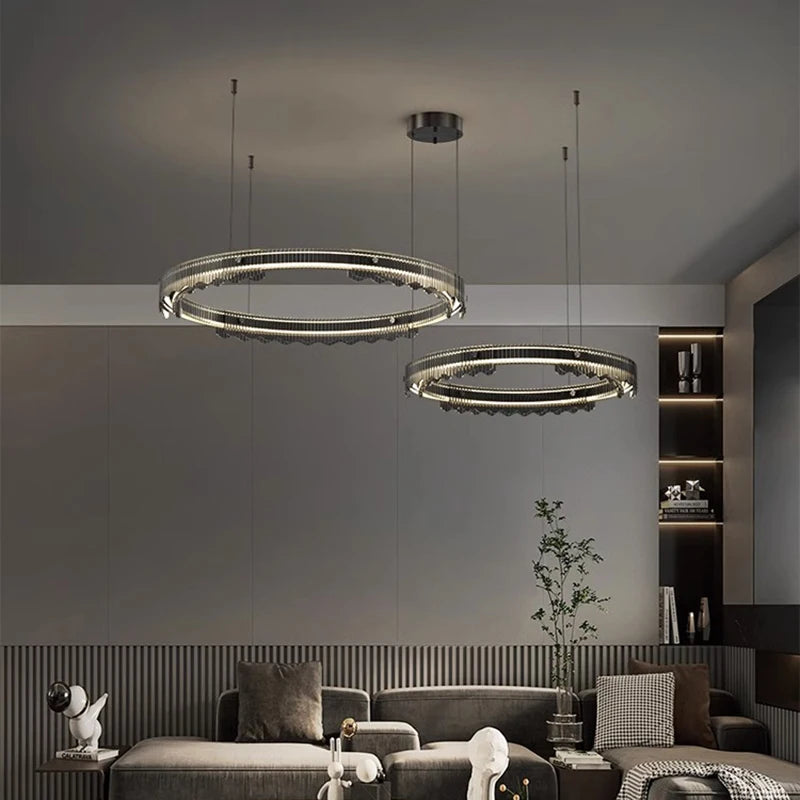 lustre moderne design rond en métal pour éclairage intérieur