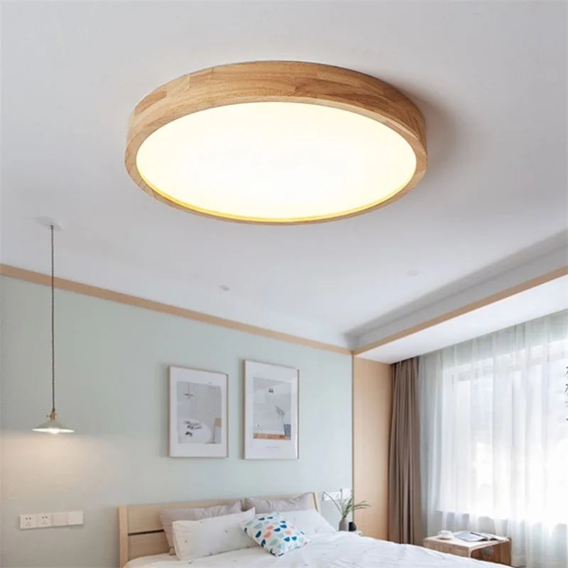 lustre en bois japonais abat-jour en verre décoration intérieure - vue 3 sur 16