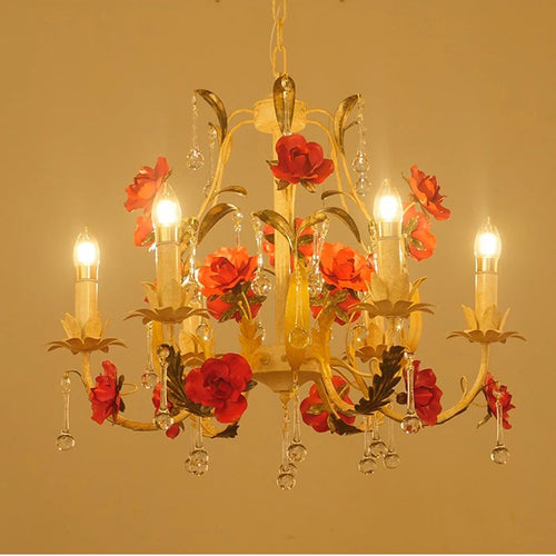 Lustre à fleur avec ampoules bougies