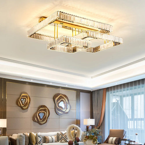 Salon de luxe Smart Led lustre moderne Hall brillant K9 cristal plafond lustre éclairage à la maison plafonniers décoratifs