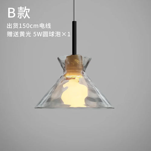 lampe suspension led japonaise bois verre décor luminaire - vue 9 sur 9