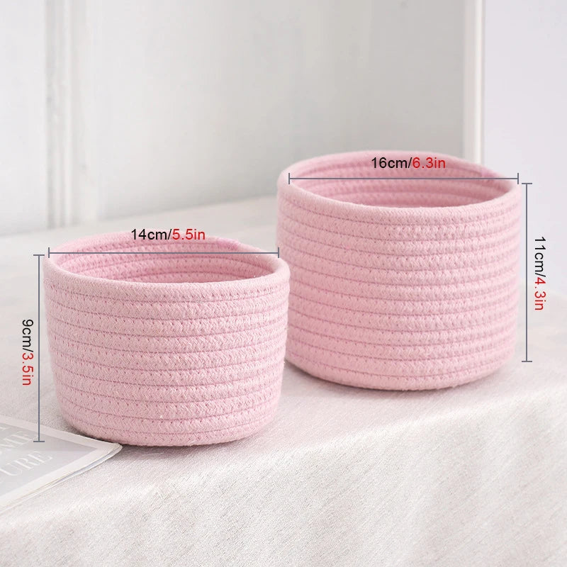 paniers de rangement en corde de coton pour jouets et objets divers - vue 5 sur 12