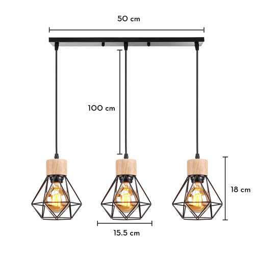 suspension vintage en bois luminaire led suspendu