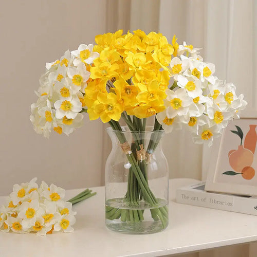 lot de 6 bouquets de fleurs narcisses artificielles pour toutes décorations - vue 2 sur 9