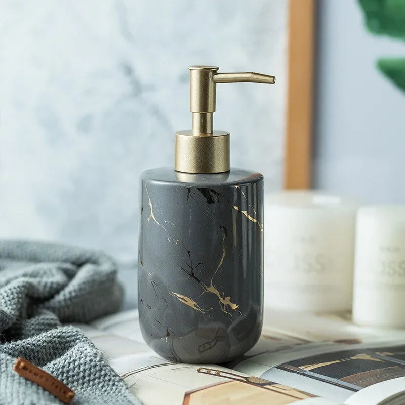 distributeur de savon liquide en céramique pour salle de bain moderne - vue 3 sur 12