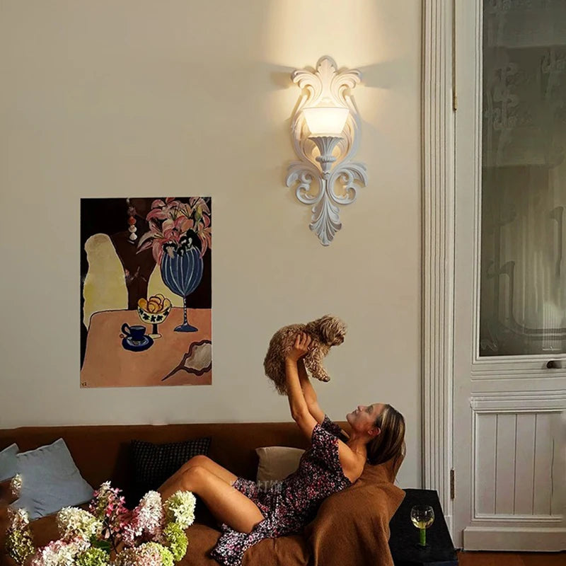 applique murale rétro française style nordique luxe sculpté décoratif - vue 3 sur 7
