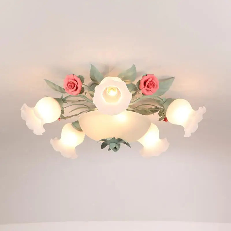 plafonnier en verre rose pour un éclairage romantique et décoratif - vue 9 sur 9