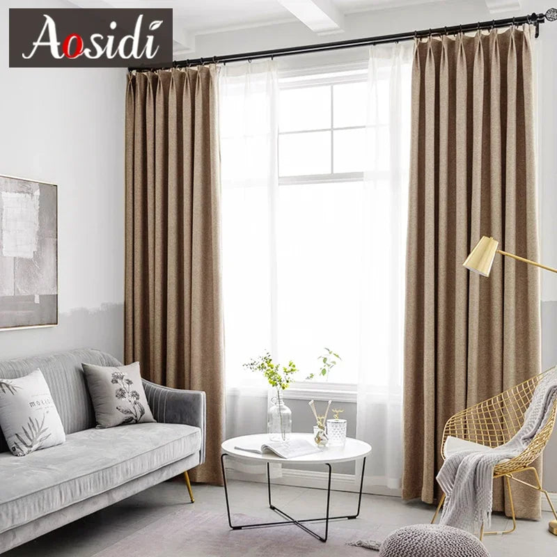 Rideau occultant aspect lin moderne salon chambre - vue 3 sur 11