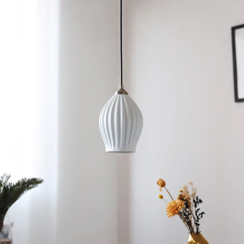 lampes suspendues en céramique nervurée style britannique moderne - vue 2 sur 11