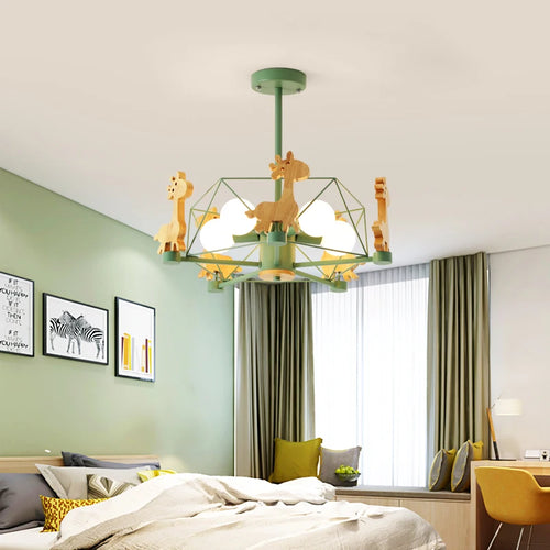 lustre en bois nordique lampe animal pour chambre enfant - vue 2 sur 9