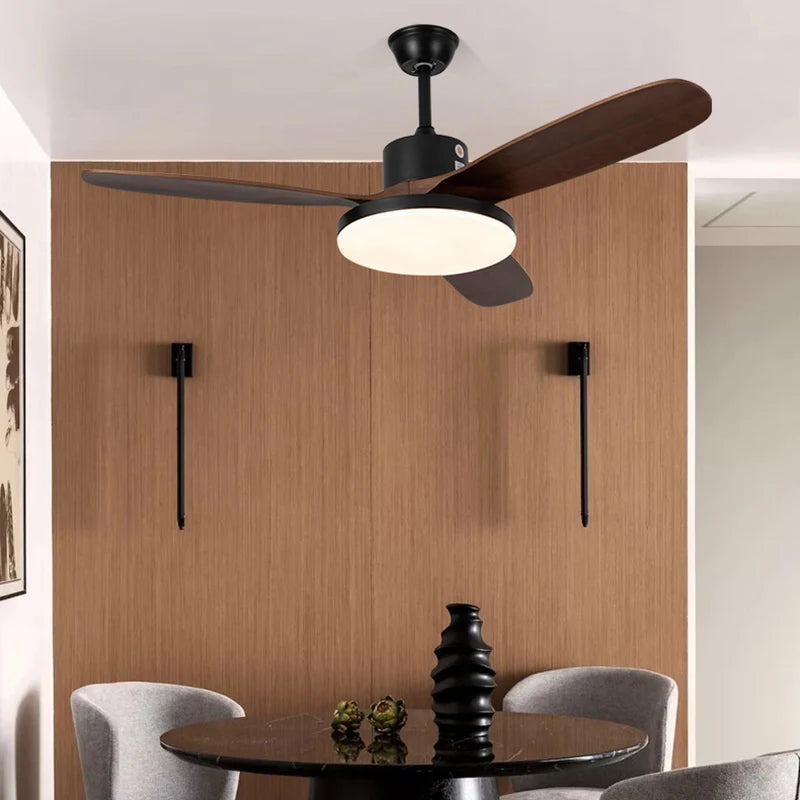 ventilateur de plafond moderne avec lumière télécommande et led modifiable - vue 4 sur 12