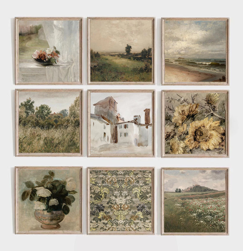 affiche d'art vintage nature morte prairie fleurs sauvages tournesol