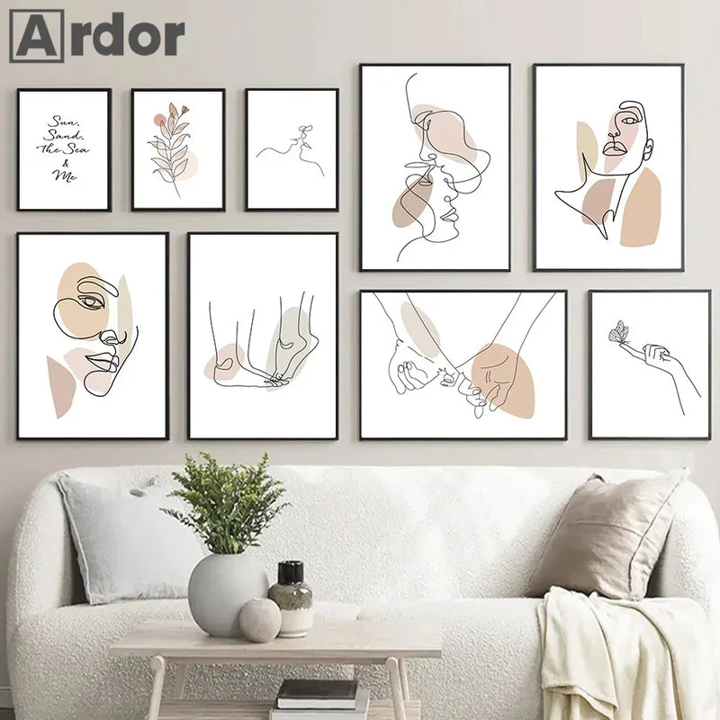 affiches abstraites art mural femmes couple minimalisme décoration intérieure