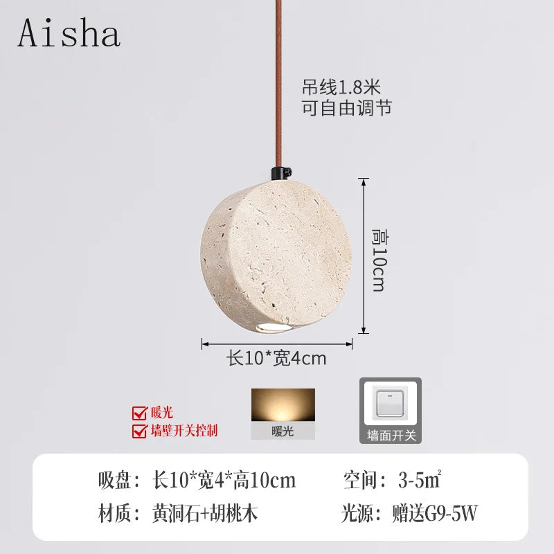 suspension japonaise wabi-sabi en pierre pour décoration intérieure - vue 6 sur 7