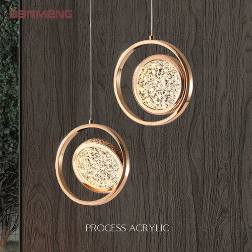Nordique moderne suspension LED lumière or acrylique lustre créativité suspension lampe intérieur maison loft chambre chevet étude escaliers - vue 2 sur 20