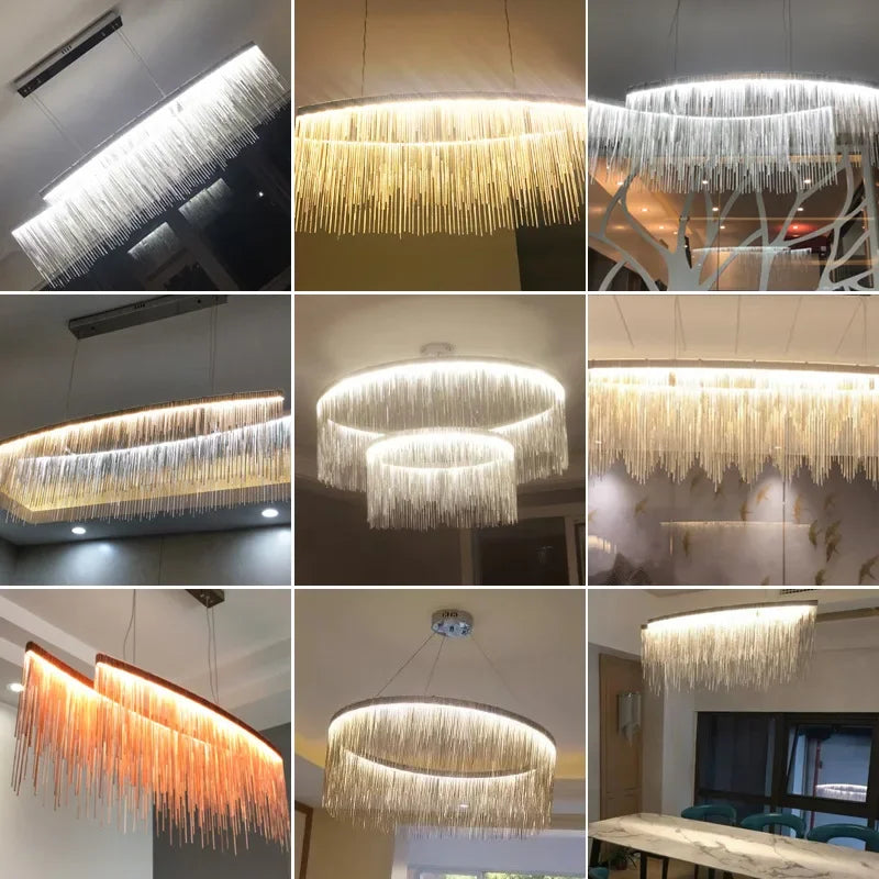 lustre suspendu à pampilles led avec intensité variable et télécommande - vue 10 sur 23
