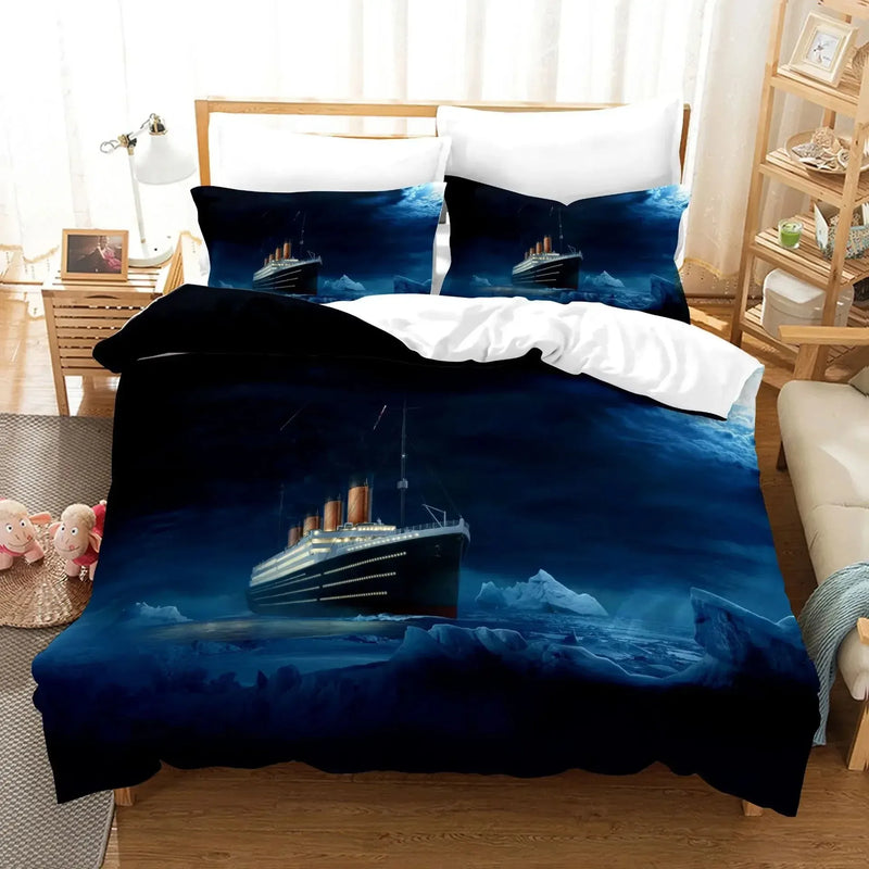 housse de couette 3D titanic motif océan romantique pour enfants