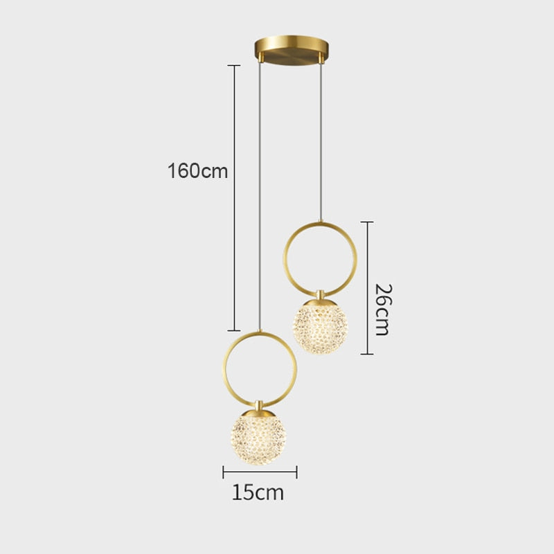 Suspension design LED luxury en verre cristal Ball