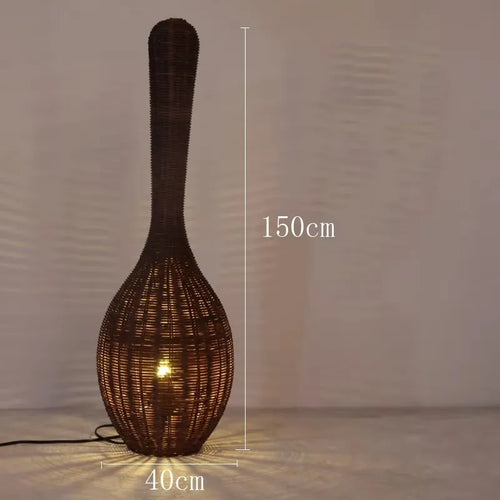lampadaire en bambou design wabi sabi pour décoration intérieure unique - vue 7 sur 18