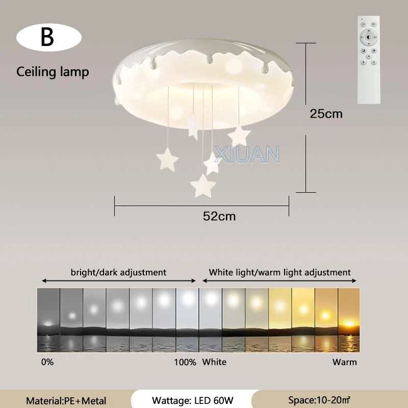 52cm Donuts Pendant Lamp With Remote Control Dimming Children's Room Bubble Ball Chandelier Light Kids Nursery Bedroom Lamp LED - vue 11 sur 12