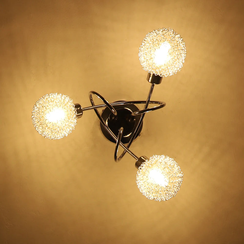 Depuley Plafonnier semi-encastré à 3 lumières - Lustre Spoutnik avec abat-jour en fil de forme globe pour chambre à coucher