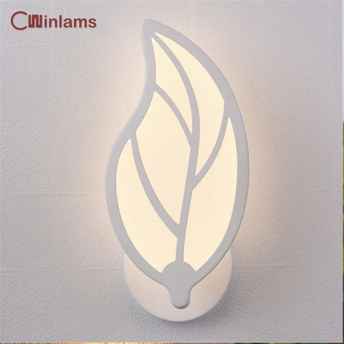 applique murale led créative en acrylique avec feuilles